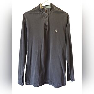 Chaps Mens Quarter Zip Pullover Dark Gray 100% Cotton Size Large
